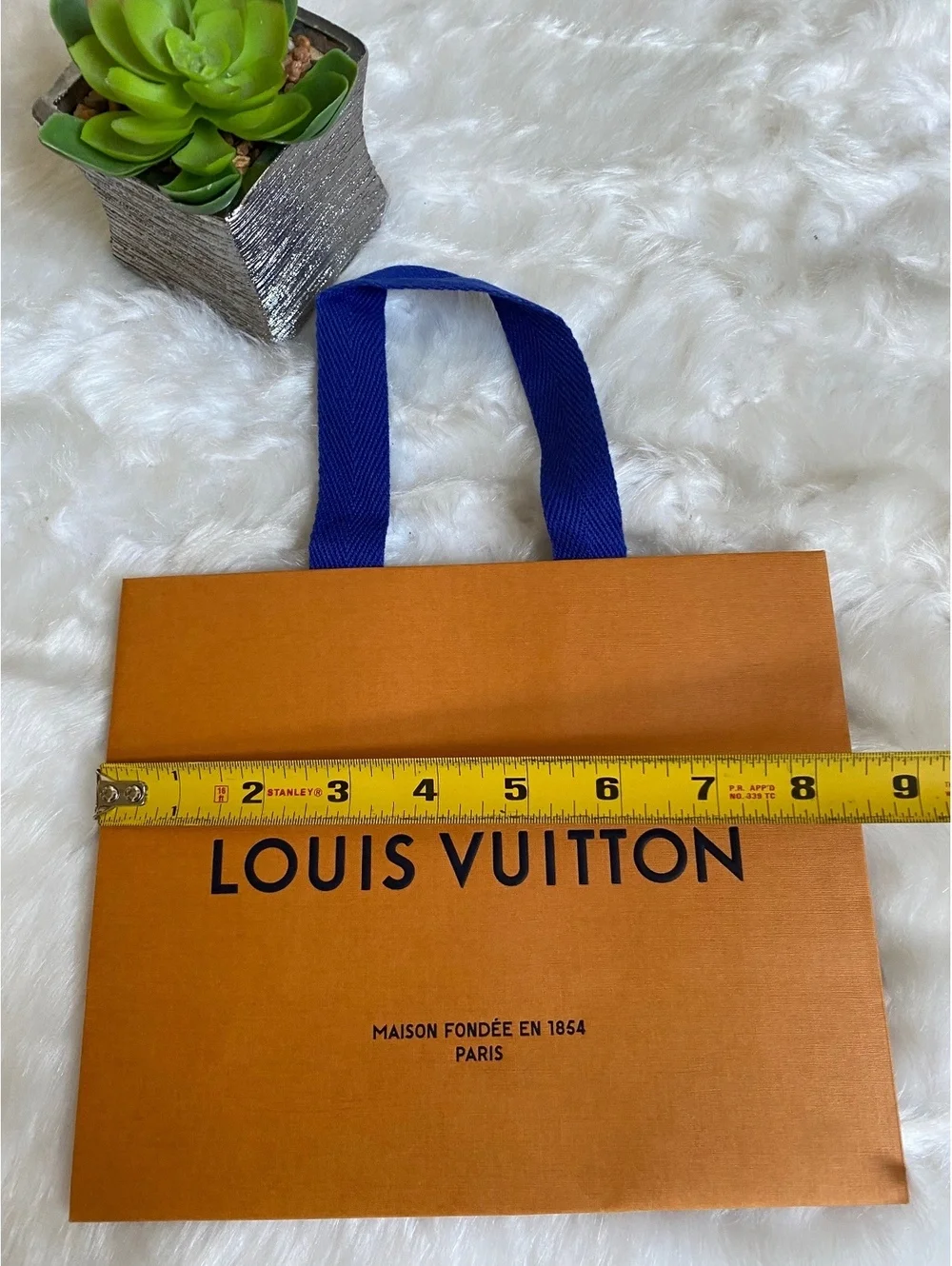 Louis Vuitton Small Orange Paper Shopping Bag with Blue Rope